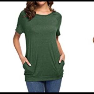 NWT Muhadrs Green Tee Shirt fashion new power Side pockets size Medium